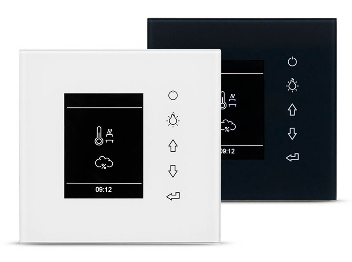Системы управления для саун в сухом и влажном режиме, сенсорные кнопки, стеклянный корпус черного либо белого цвета. EmoStyle D/ EmoStyle H